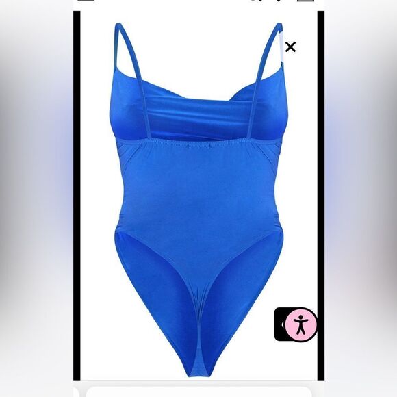 Pretty Little Things Bright Blue Soft Touch Cowl Neck Bodysuit 2 NWT in packag - Picture 4 of 7